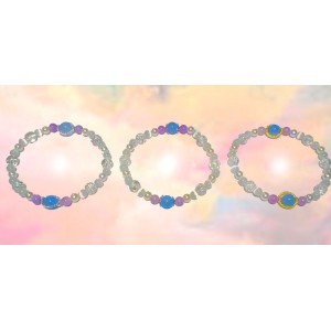 PULSEIRA ANCESTRAL - 4º RAIO - CHAMA BRANCA - CRISTAL (C/ PEDRAS SEMI-PRECIOSAS)